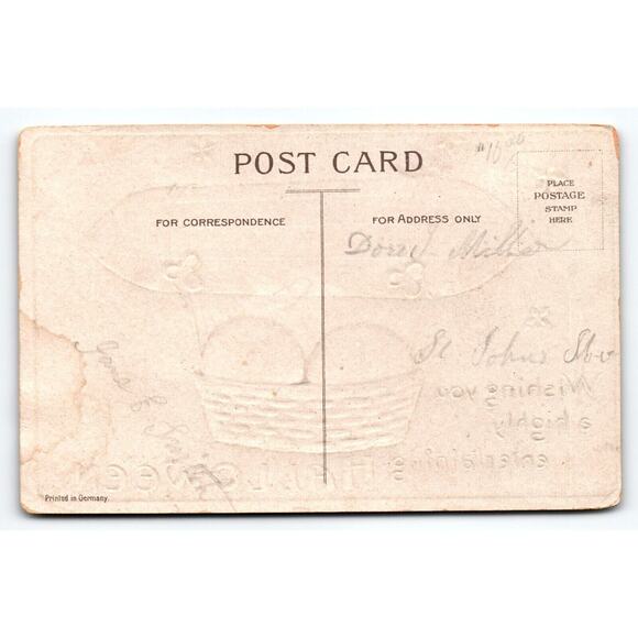 Halloween Postcard Ellen Clapsaddle Airship Blimp Pumpkin Ride Fantasy Germany - Picture 2 of 2